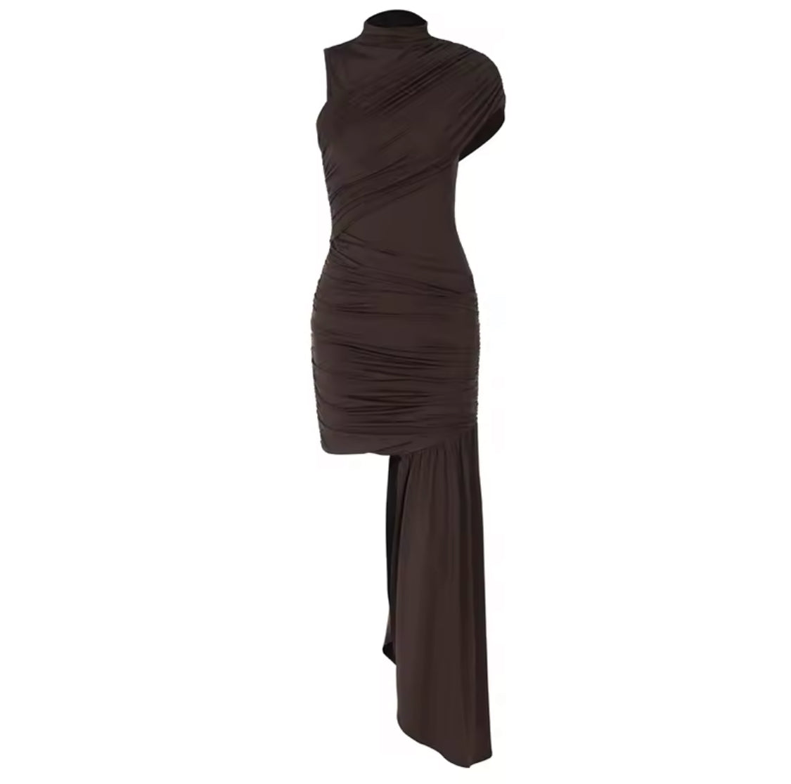 Mini Coffee Drape Dress