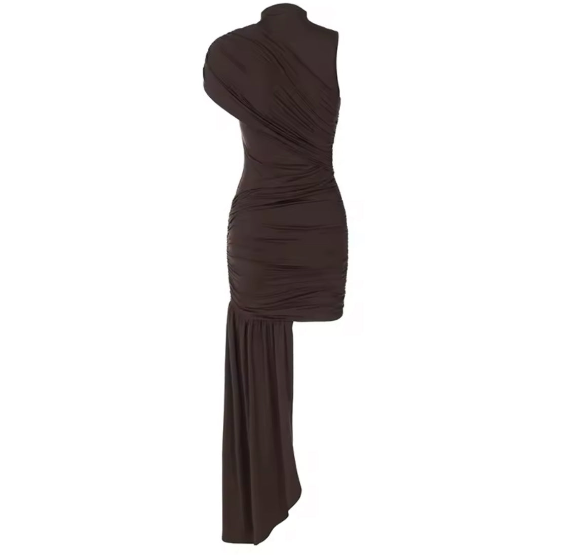 Mini Coffee Drape Dress